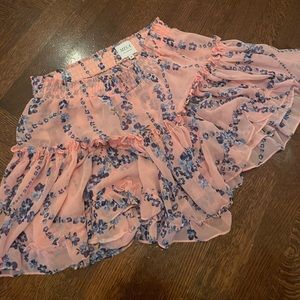 MISA intertwined floral pink skirt (with blue flowers)